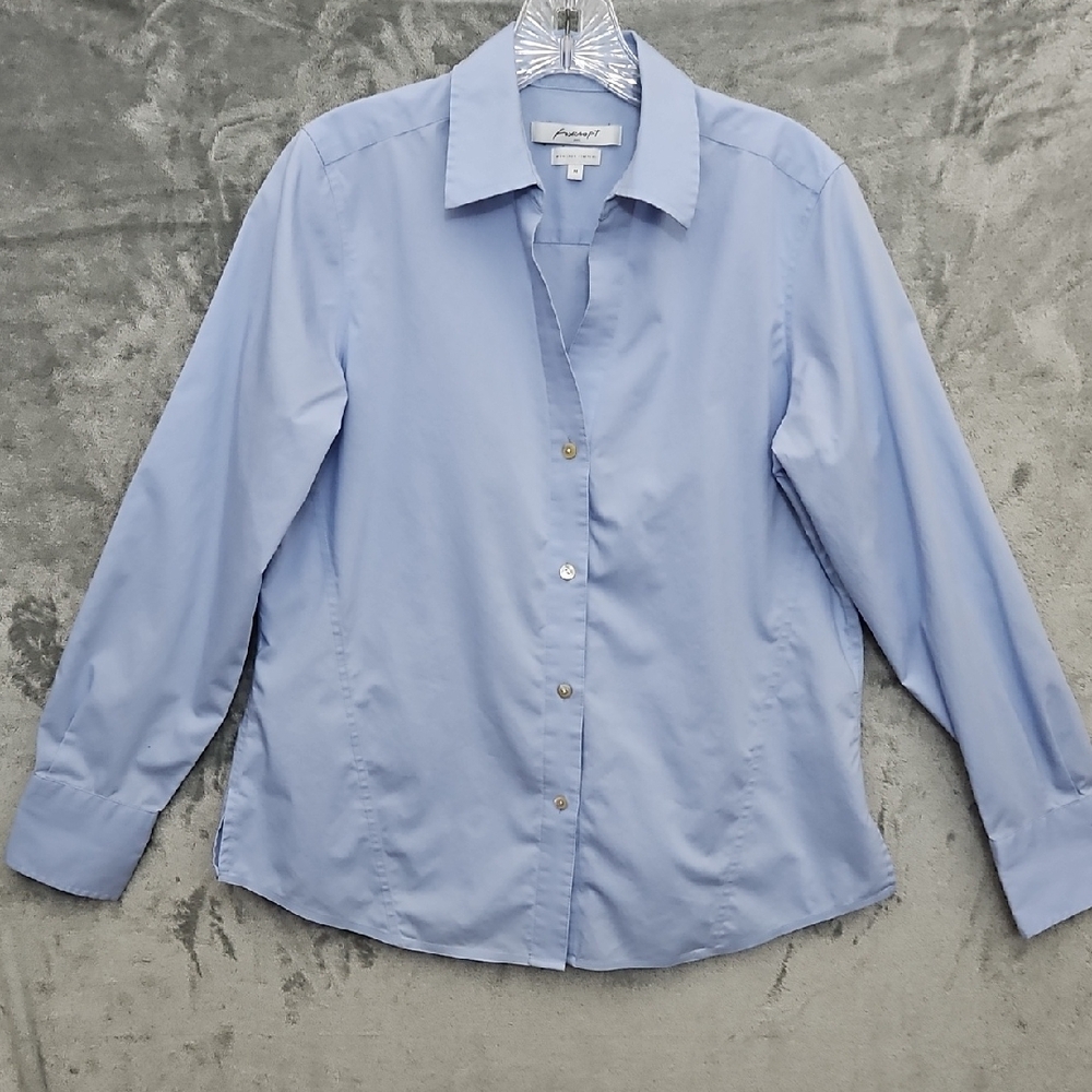 Foxcrift Womens Med Classic Light Blue Blouse Shirt